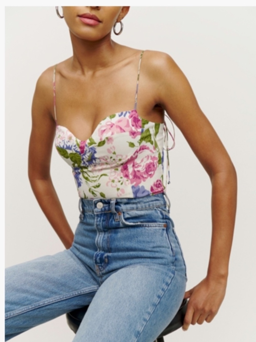 Reformation Liza Top Donna Tie Bodice Tank 10 L
